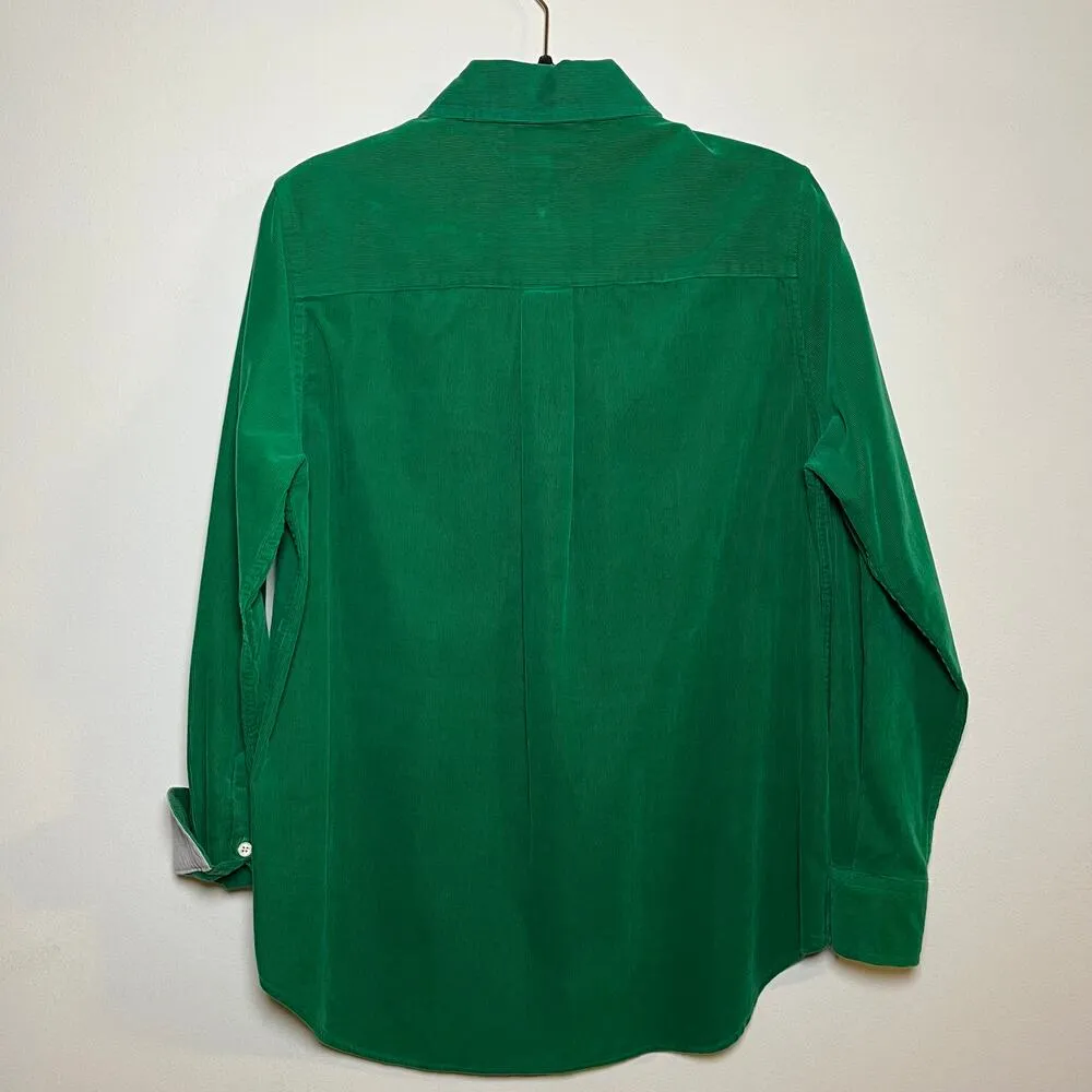 Vintage Tommy Hilfiger Corduroy Button‎ Up Shirt Kelly Green Size 4 Long Sleeves - Image 2