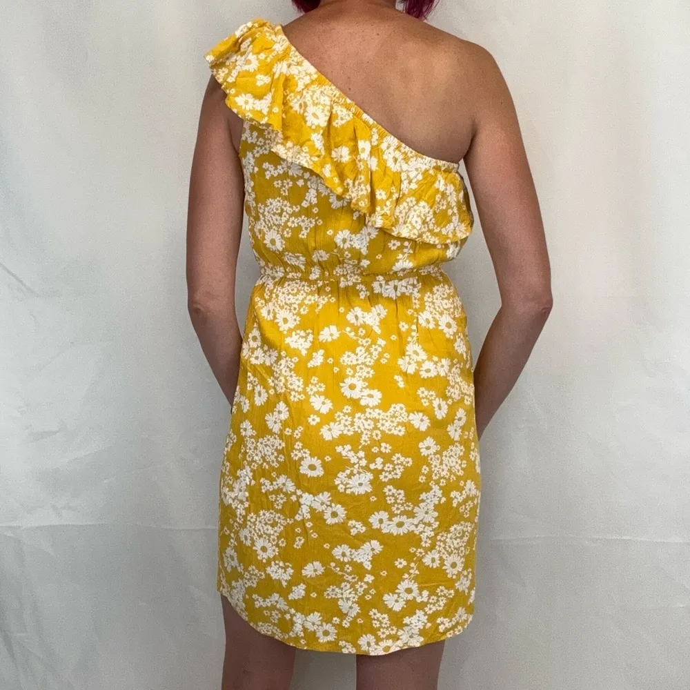 Old Navy Women's One Shoulder Floral Dress S SM Small ST TALL Yellow White Loose - Image 2