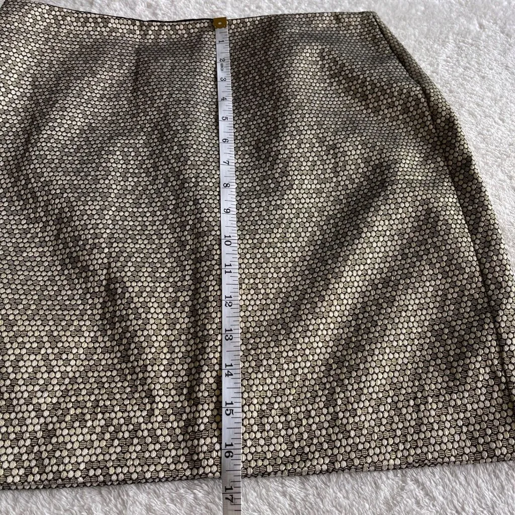 Banana Republic Geometric Jacquard Mini‎ Skirt Womens Size 2 Gold Metallic Lined - Image 10