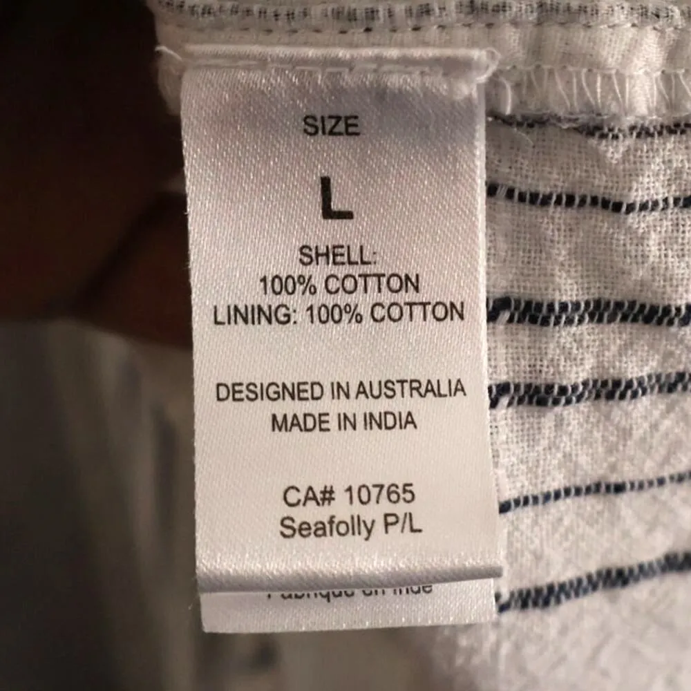 Seafolly Mona Striped Playsuit Strapless Smocked Romper Black White Large - Image 5