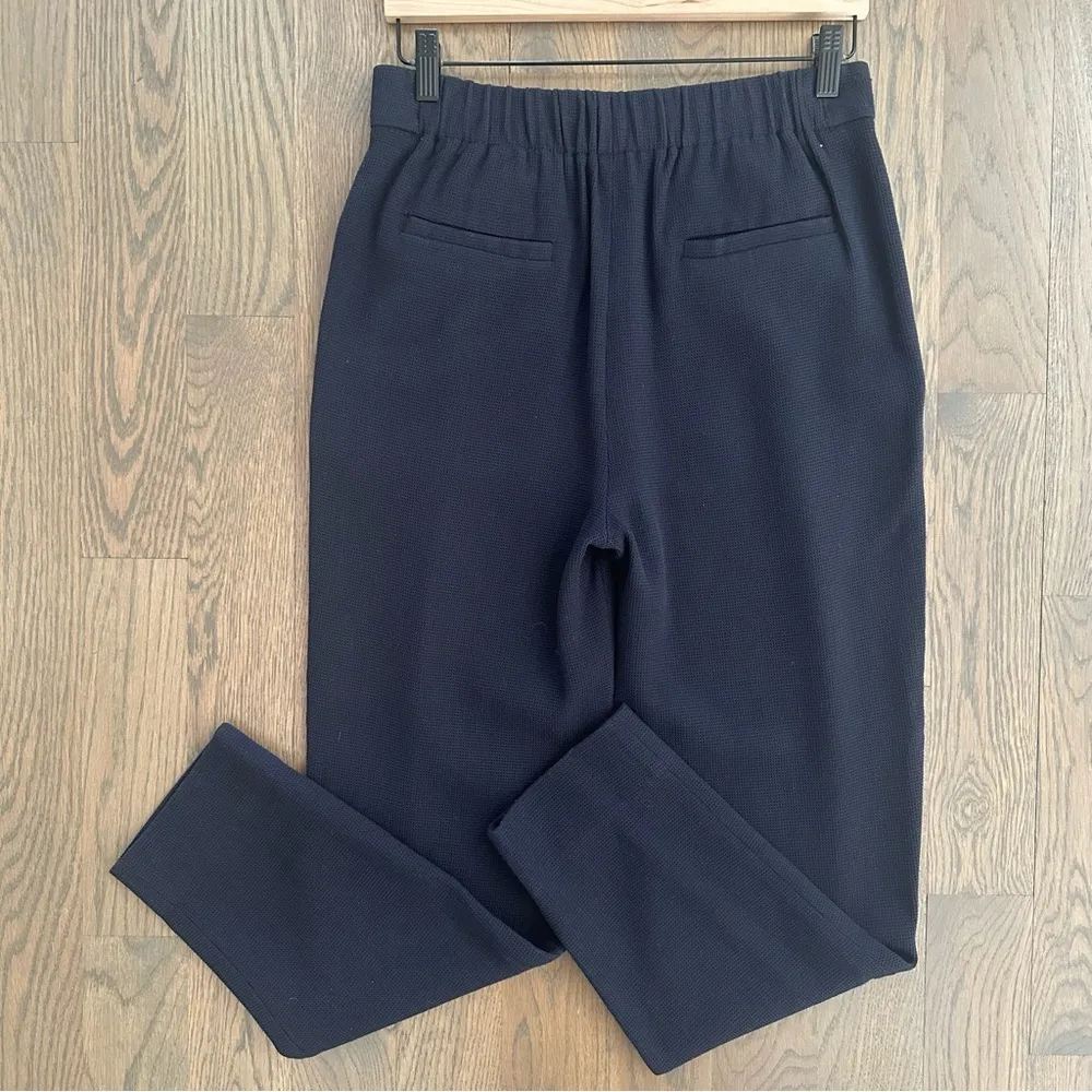 Vince Women’s Wool Blend Waffle Textured Mid-Rise Pull On Pants Navy Blue Small - Image 8