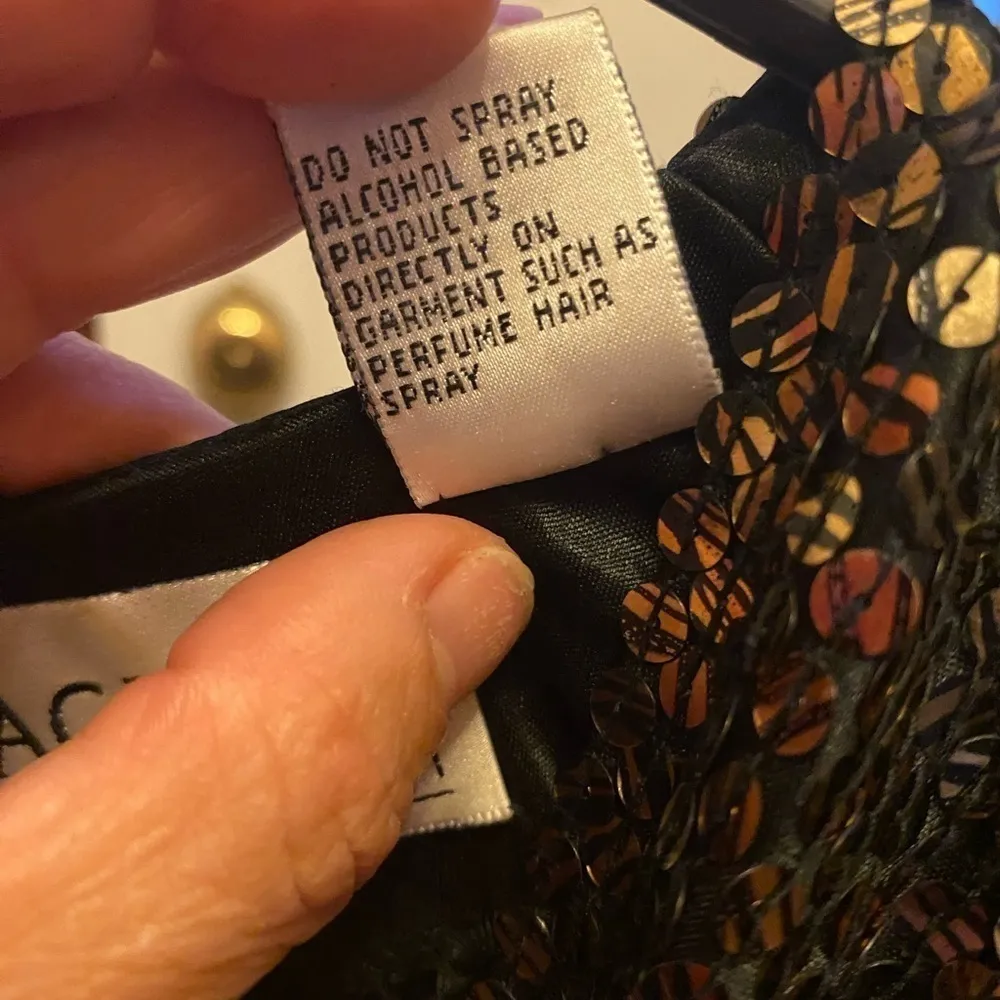 Vintage OLEG CASSINI BLACK TIE FULL SEQUIN DRESS. SEE MEASUREMENTS - Image 6