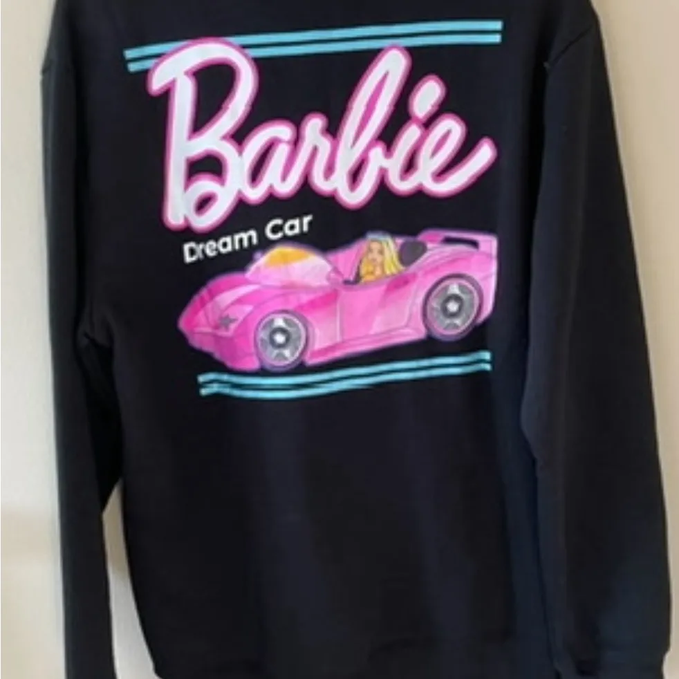 Barbie Dream Car Classic Logo Crew Neck Black Pink Patch Medium NEW NWT - Image 3