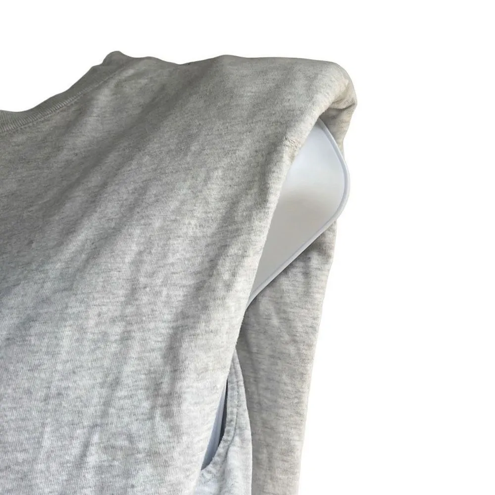 Aritzia Babaton Womens XS Gray Heathered Exaggerated Shoulder Boxy Crop Top Tee - Image 3