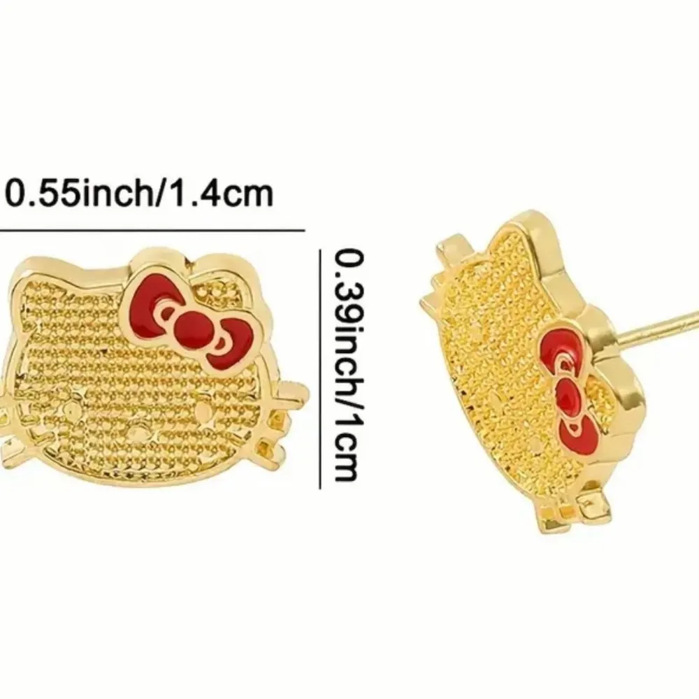 Hello Kitty Licensed 14k Gold Plated Stud Earrings NWT - Image 2