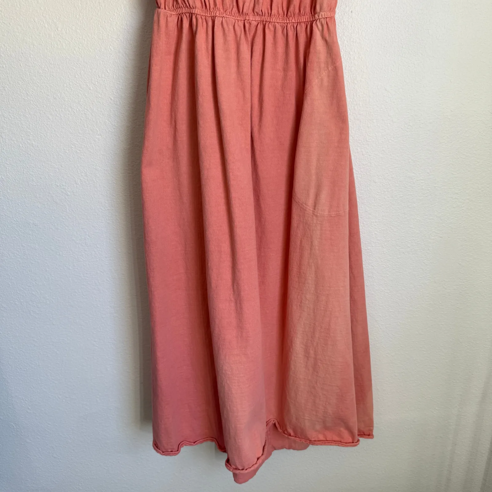 Free People Beach Sz S Sorrento Midi Cutout Tie Dress Pink 100% Cotton Natural - Image 5