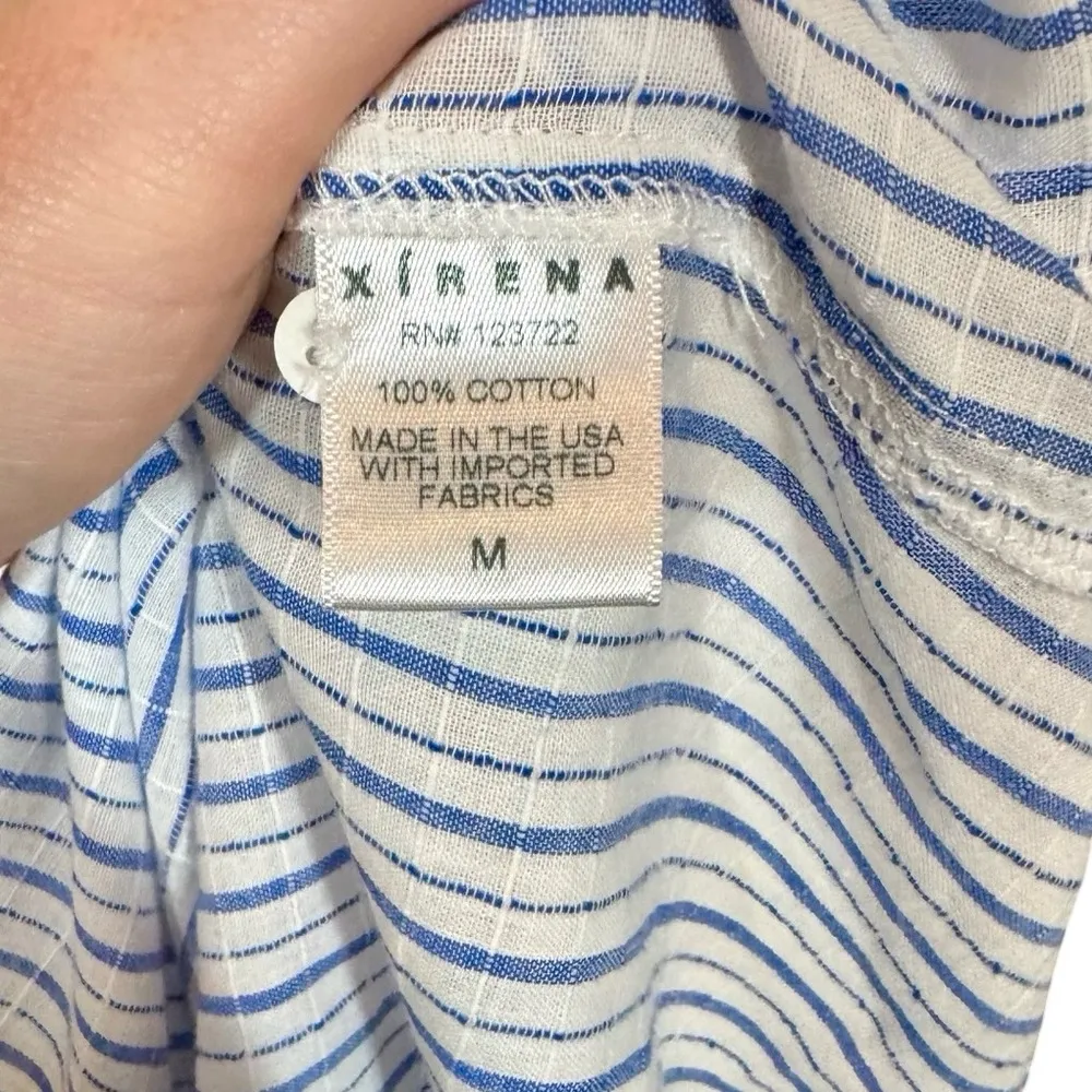 Xirena Beau Boyfriend Button Down Shirt in Tide Blue Stripes Pattern Mixing Size M - Image 11
