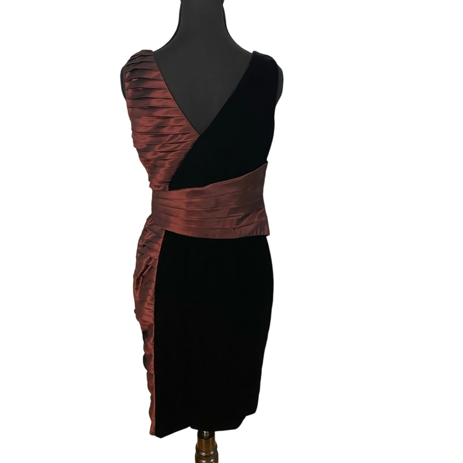 Kay Unger Burgundy Holiday Dress Jeweled Silk Velvet Cocktail Christmas Size 6‎ - Image 2
