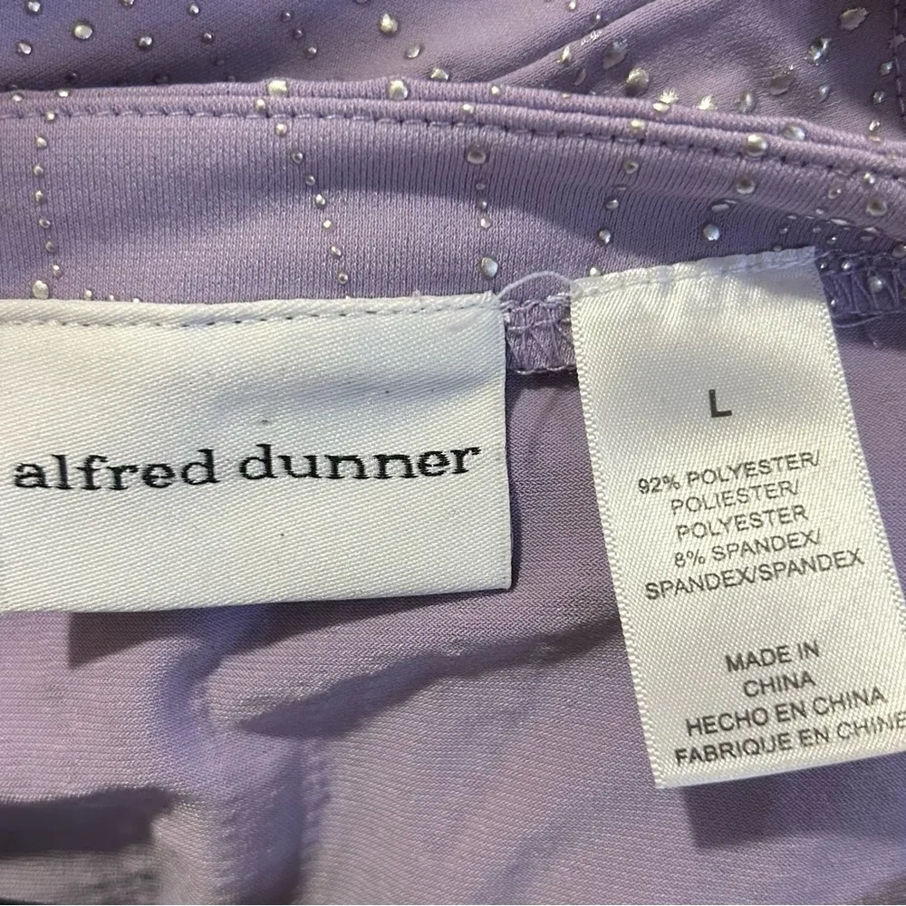 Vintage Alfred Dunner Lavender Crewneck Beaded Sequin Short Sleeve Sz Large Top. Purple - Image 5