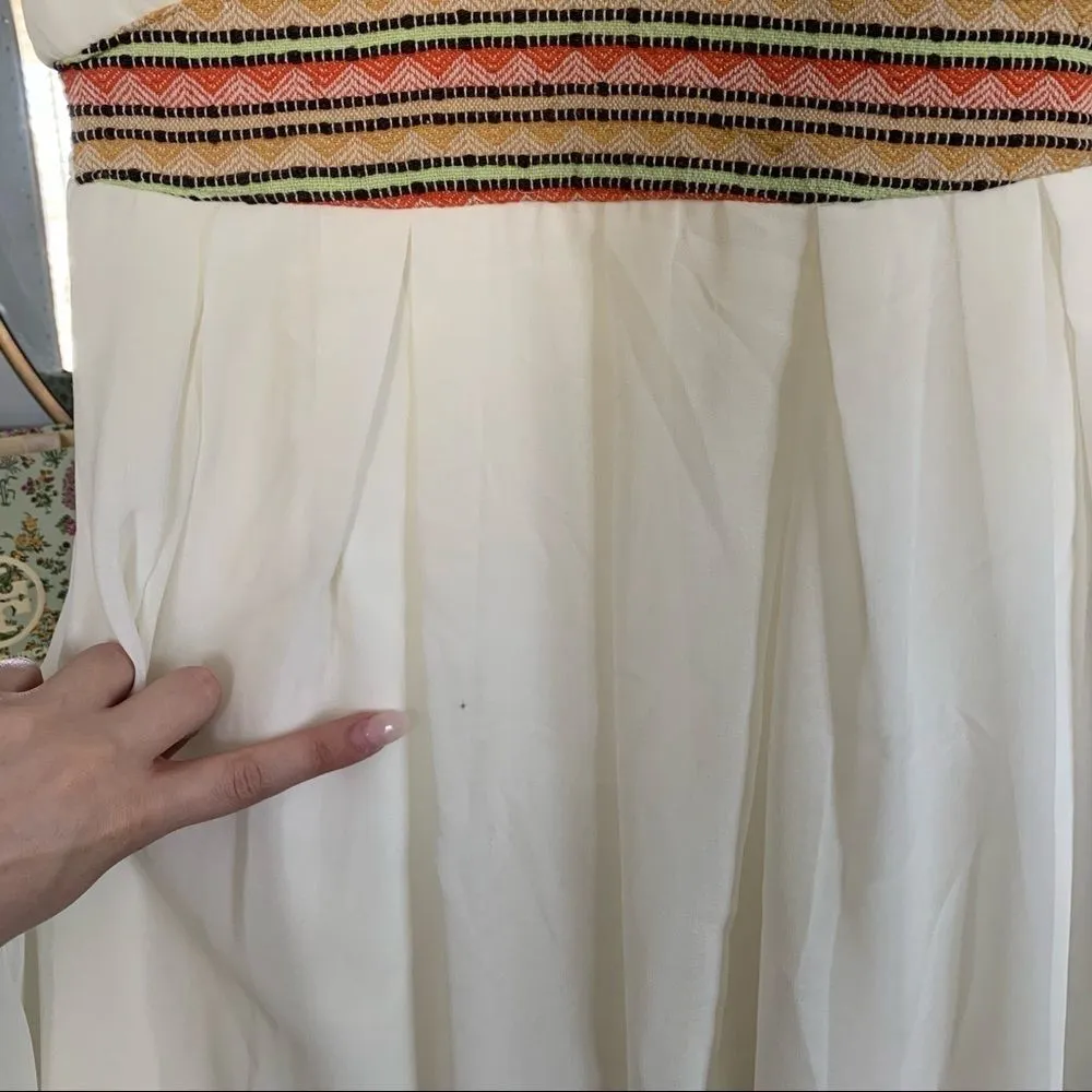 Very J Chiffon V-Neck Surplice Embroidered Drop Waist Smocked Back Dress Size S - Image 4