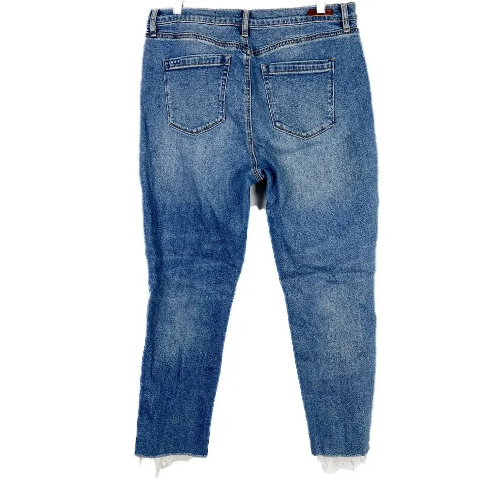 Blank NYC The Madison Crop Jeans High-Rise Crop Raw Hem Medium Wash Size 33 EUC - Image 6