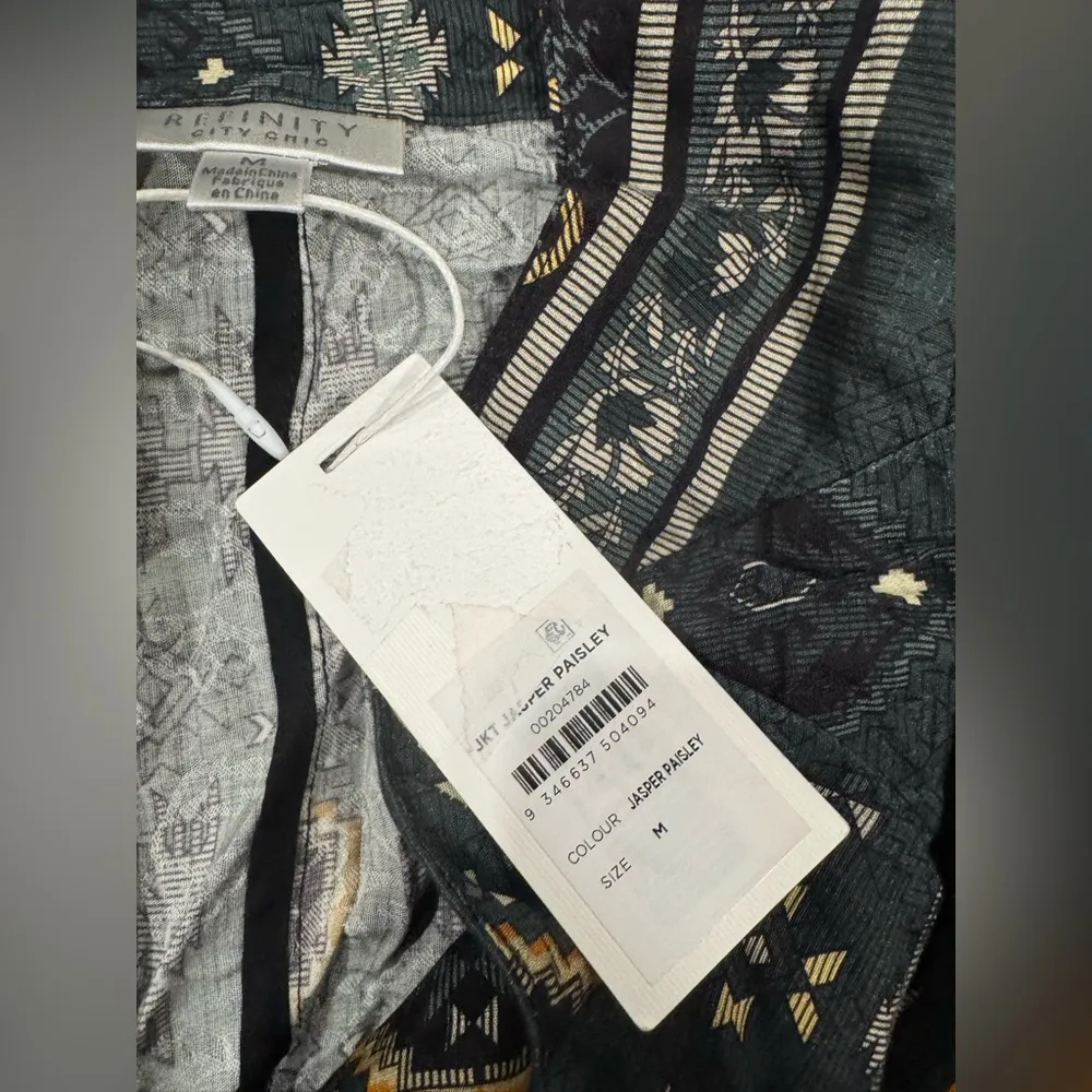 CITY CHIC refinity trendy jasper paisley Green Patterned Long cardigan coat Size M - Image 9