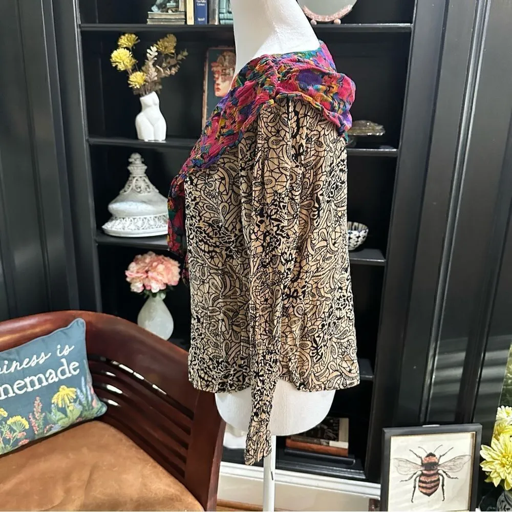 Vintage Carole Little Colorful Blouse Size 6P Black - Image 7