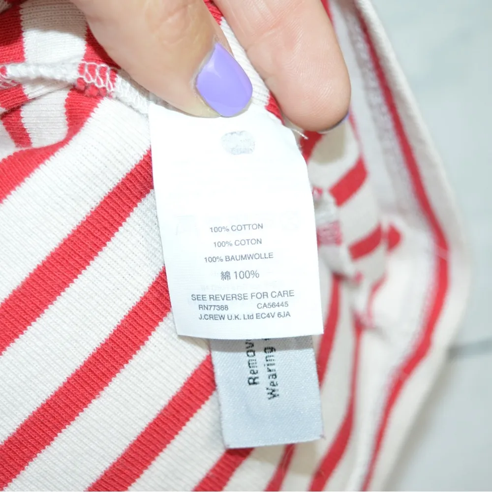 J.Crew | Red White Strip Long Bell Sleeve Blouse Shirt Women’s Size XXS - Image 7