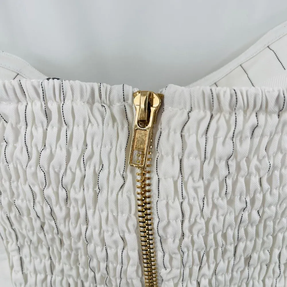 WALTER BAKER Tank Size Small Crop Chicago Pin Stripe NWT White Designer Luxury - Image 10