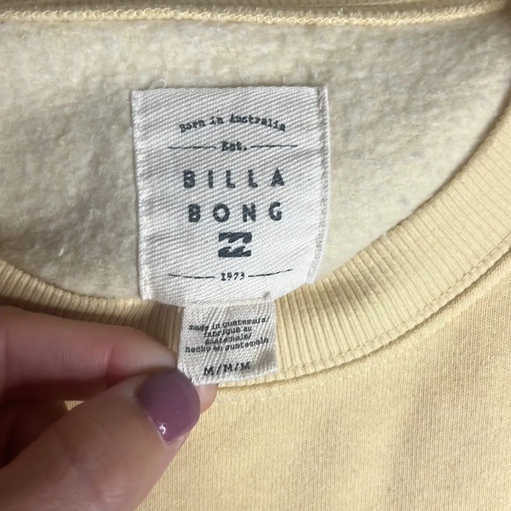 Billabong After Surf Tiger Oversize Sweatshirt Lemon Yellow Floral Logo Graphic - Image 7