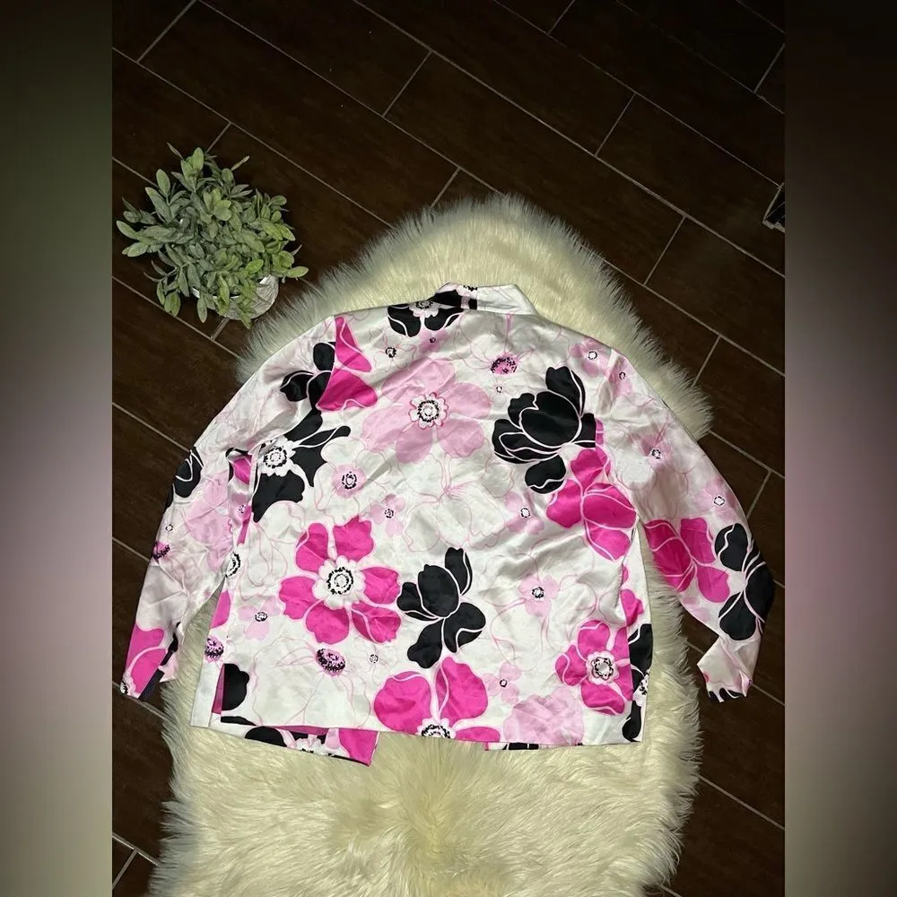 Draper’s & Damon’s pink floral 100% silk blazer sz 12 - Image 4