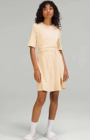 NWT Lululemon Cotton Wrap Front T-Shirt Dress Prosecco Size 4 - Image 4
