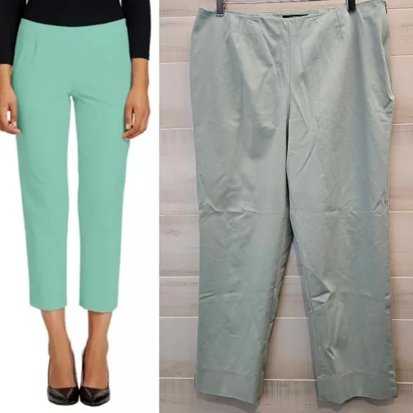 {12} Lafayette 148 New York Cropped Bleecker Casual Pant Seafoam Green Minty - Image 2