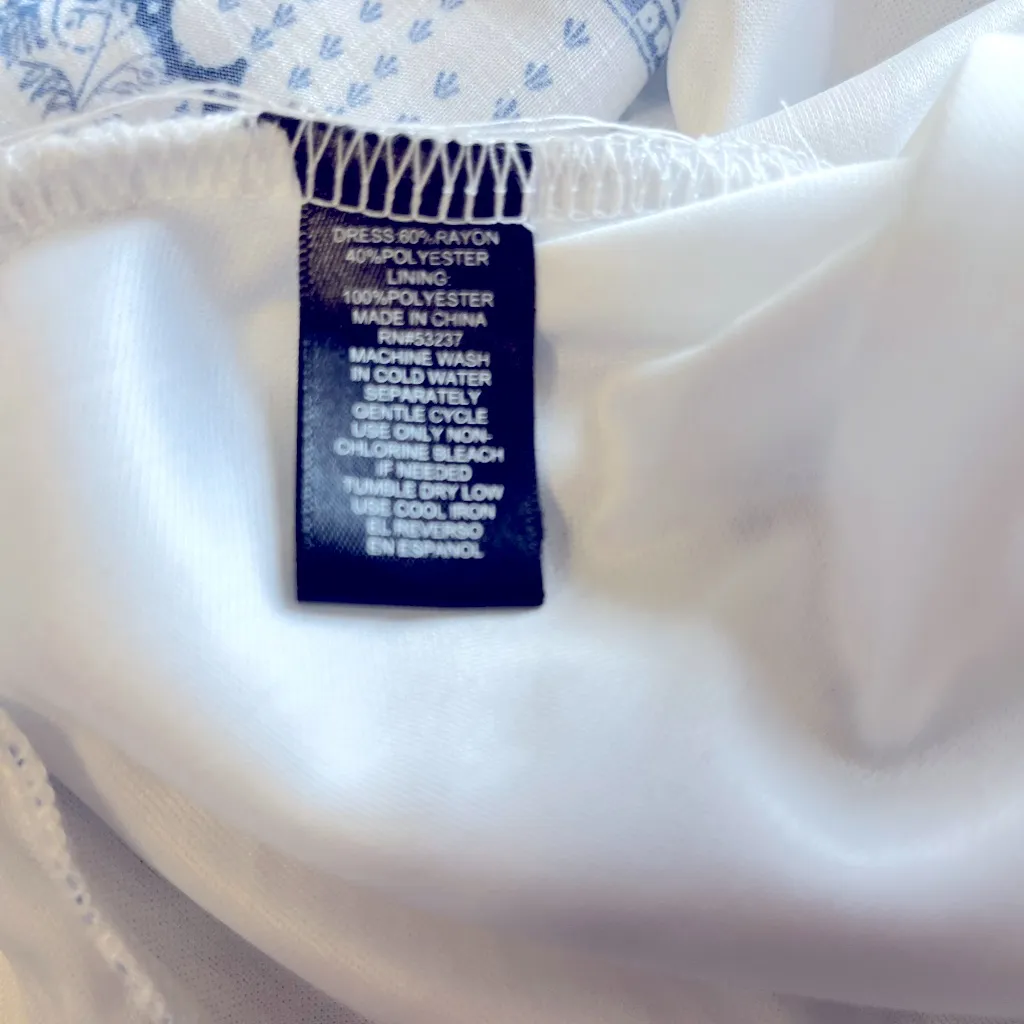 Mlle Gabrielle Blue White Paisley Pattern Hi Low Floral Dress Women’s Size 1x - Image 6