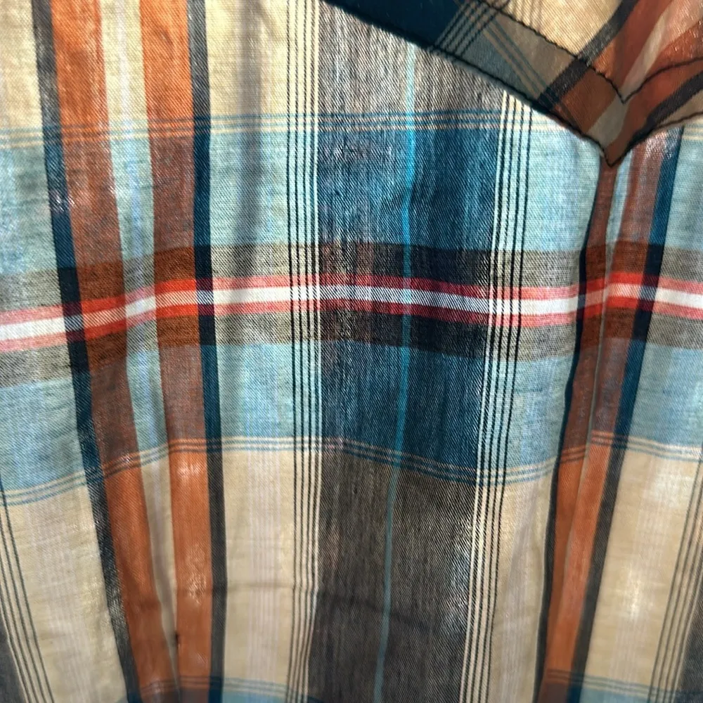 This Roper Vintage Dobby Plaid Western shirt​ Blue - Image 7