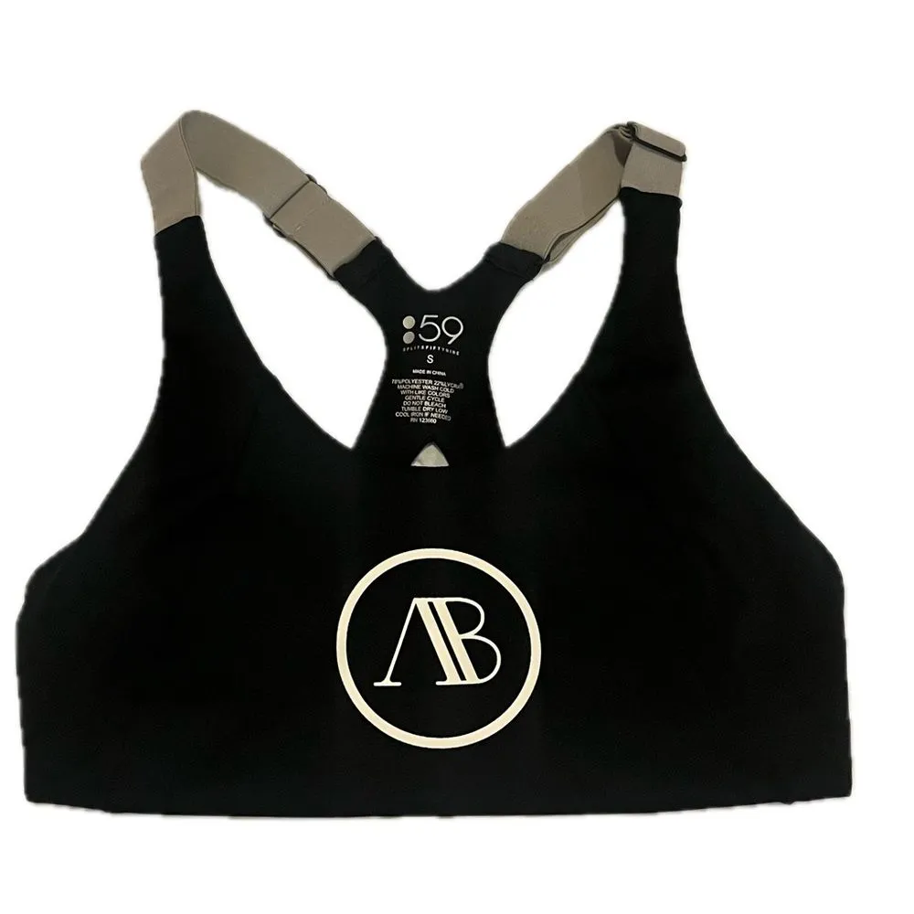 Addison Bay Gather Adjustable Straps Sports Bra Black Gray Size Small - Image 2