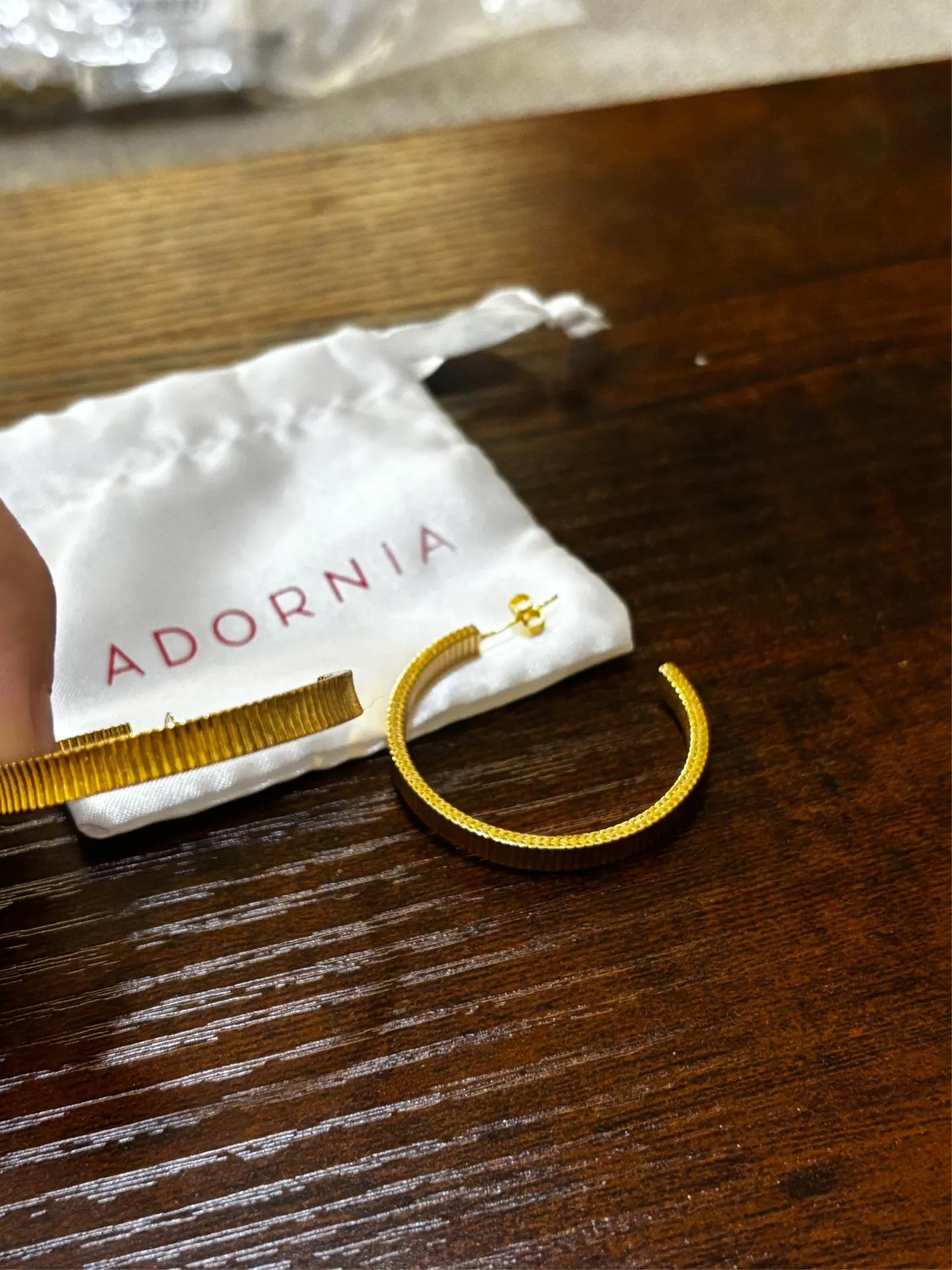 Adornia 14k Gold Plated Ripple Hoop Earrings NWT - Image 4