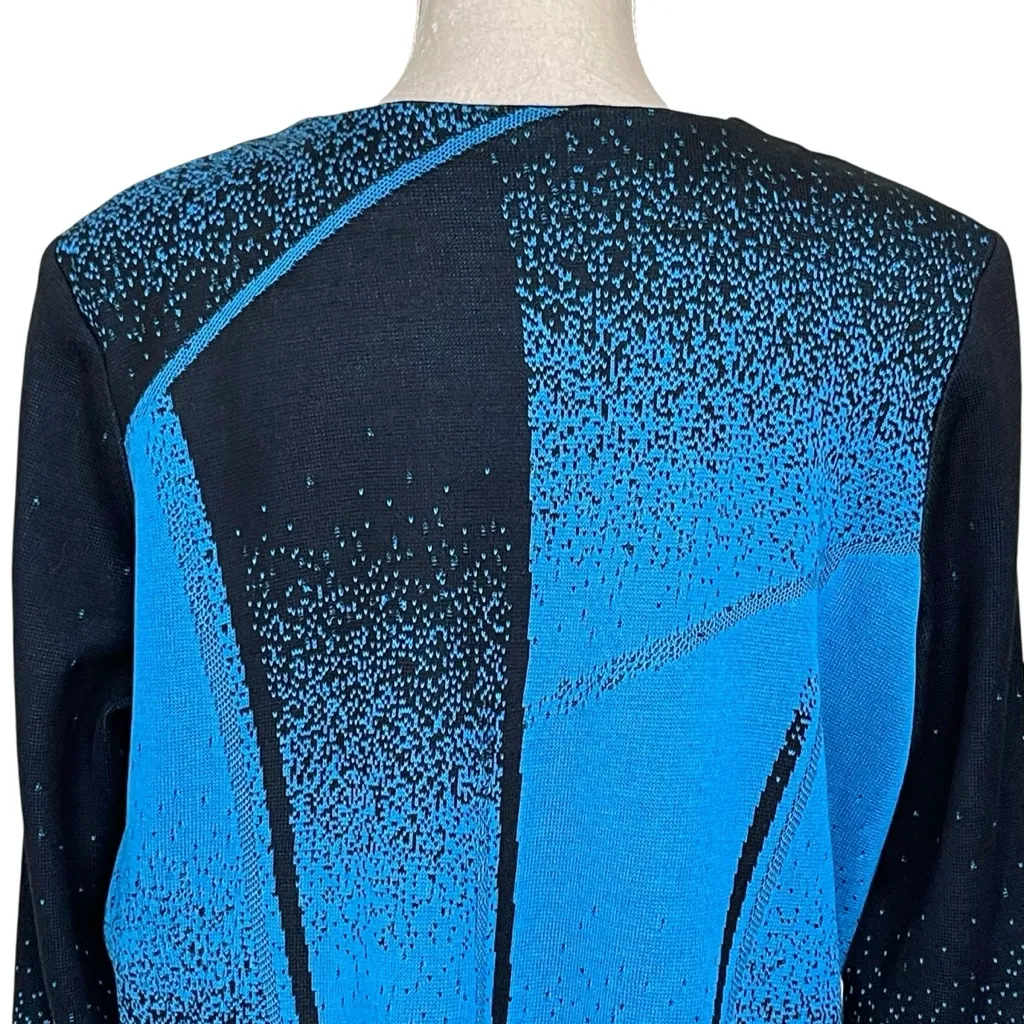 Ming Wang Abstract Acrylic Cardigan Sweater Jacket Women’s Size L Blue Black - Image 5