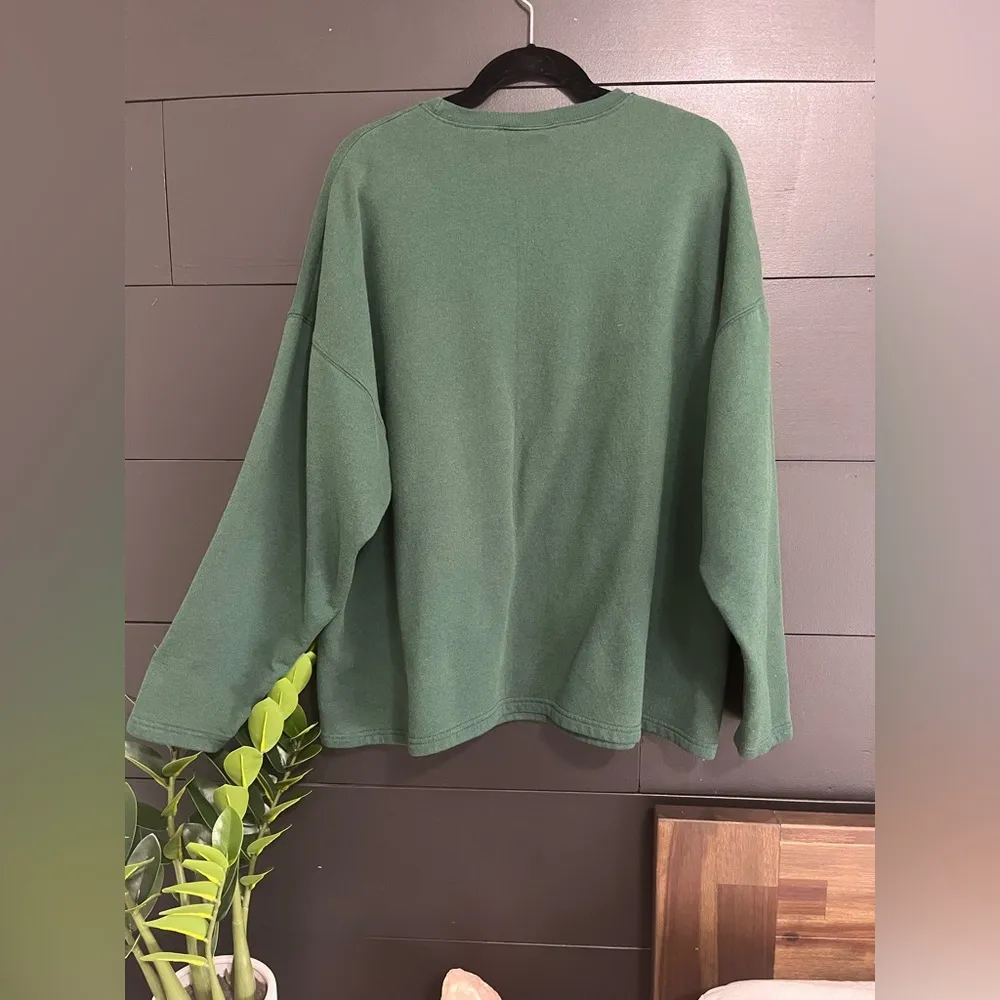 Vintage Sledding Polar Bear Green Oversized Crewneck Sweatshirt Unisex Sz XL GUC - Image 3