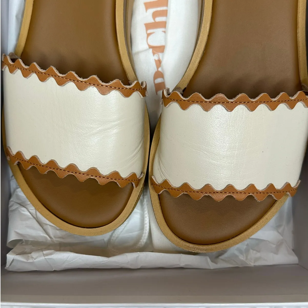 See By Chloe Robin Rickrack-Trim calfskin Leather Wedge Slides Size US 6 w box - Image 6