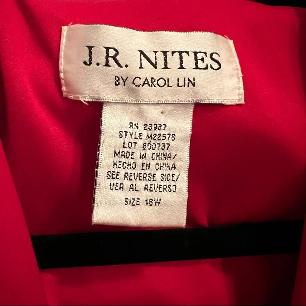 jr nites by carol lin Red Rhinestone Buttons Bow Pleated Top 18W - Image 6