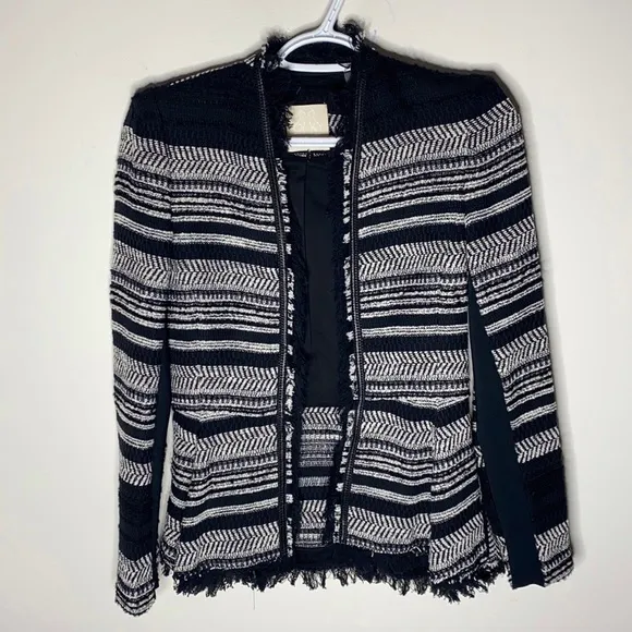 Rebecca Taylor Stripe black and white Tweed jacket size 0 - Image 9