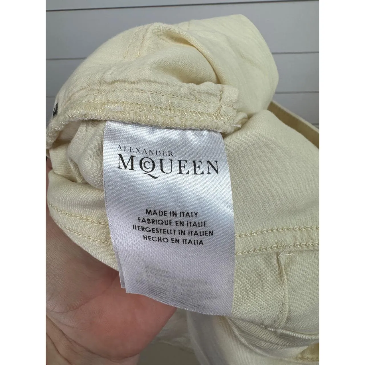 ALEXANDER MCQUEEN Womens IT 40 Cream Yellow Slim Straight Leg Skull Rivet Pants - Image 10