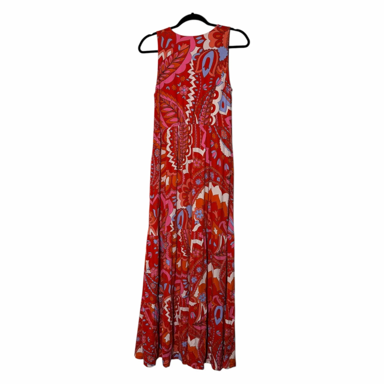 Boden Sylvia Jersey Maxi Tier Dress in Flame Scarlet Red Size 4 - Image 4