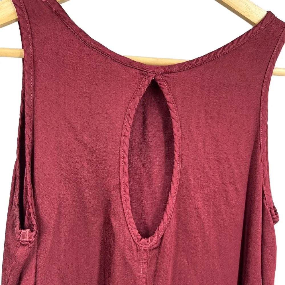 Hard Tail Forever Tank Top XS Burgundy Keyhole Back High Low Hem USA Red - Image 4