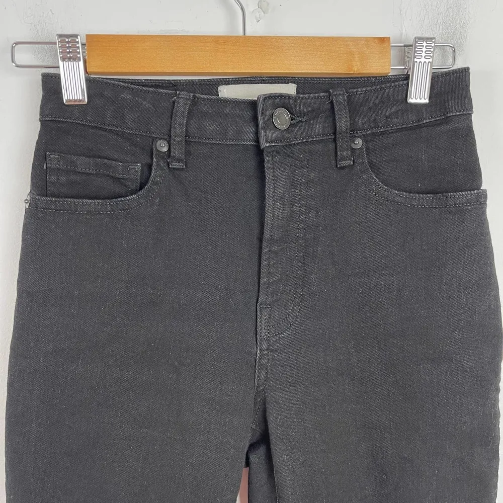Everlane The Curvy High Rise Crop Skinny Jeans Black Dark Denim Stretch Size 27 - Image 6