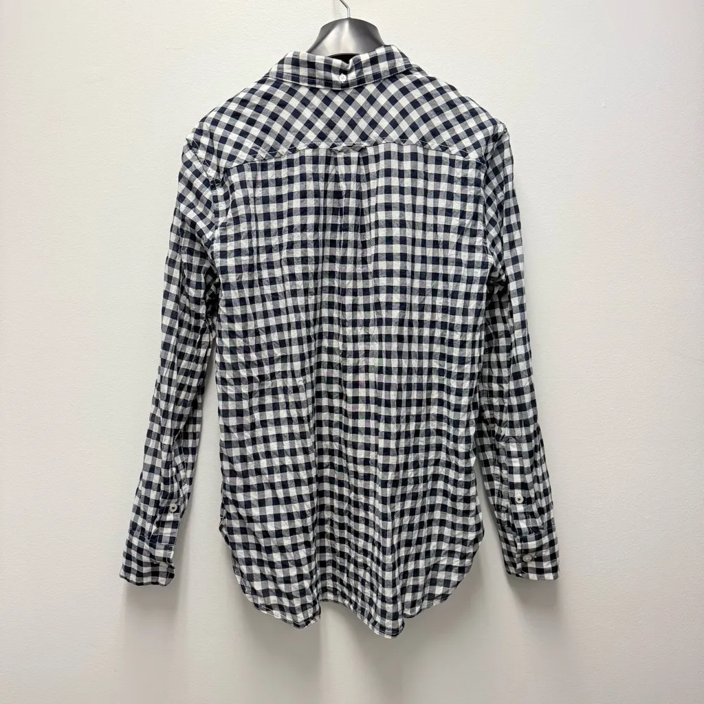 J. Crew Gingham Lightweight Cotton Button Down Shirt, Navy & White | 6 - Image 8