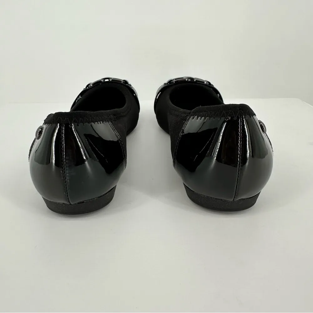Anne Klein Able Flat Black Patent size 6.5 Round Toe Ballet Slip On - Image 7