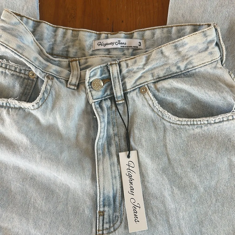 Factory Distressed Ripped Light Blue Wide Leg Denim Size 3 NWT - Image 16