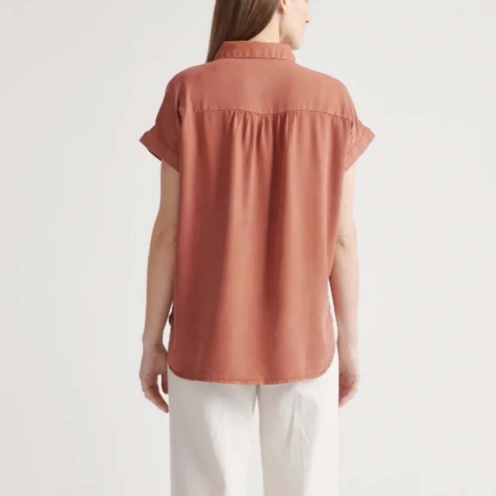 Quince • Vintage Wash Tencel Camp Shirt in Terracotta - Image 12