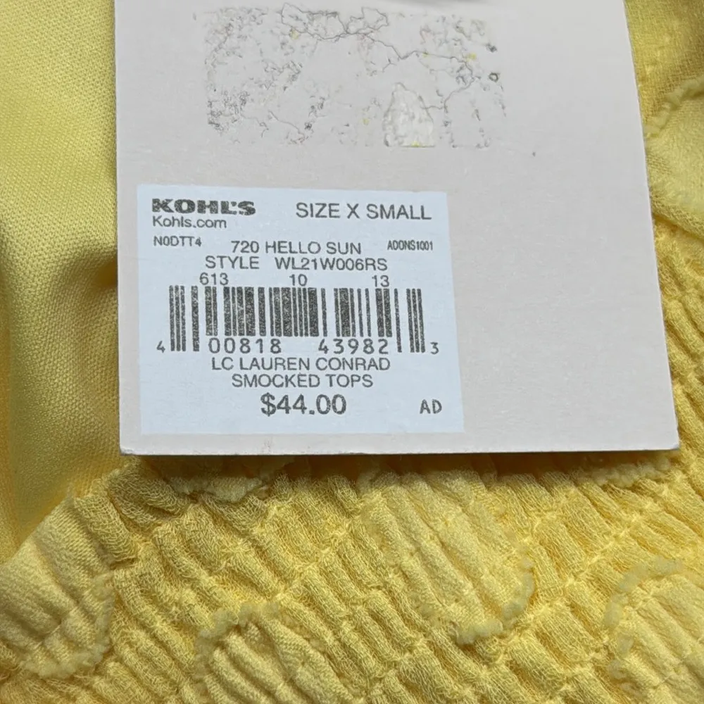 LC Lauren Conrad NWT Yellow Hello Sun Smocked Peplum Long Sleeve Blouse Size XS - Image 9