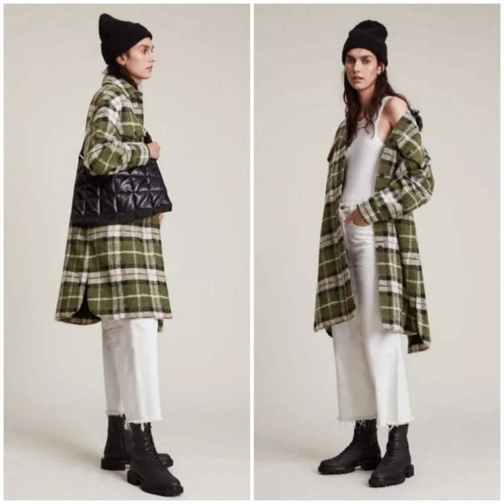 💕💕 Tia Plaid Wool Blend Shirt Jacket ~ Green Check Print ~ US 4 NWT - Image 4