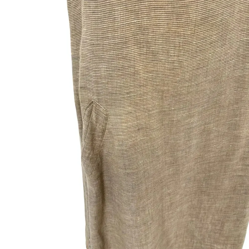 FLAX 100% Linen Shift Dress Sleeveless Relaxed Fit Beige Tan Size‎ XS - Image 5