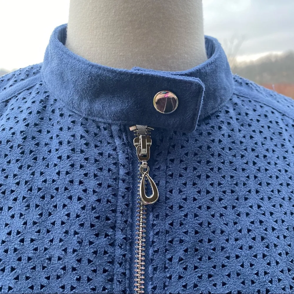 Kenneth Cole New York Faux Suede Jacket Blue Size M - Image 7