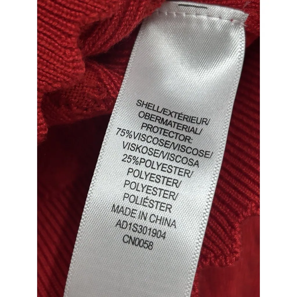 Adriana Papell Cable Knit Sweater Size Medium Red Jeweled Lettuce Hem Viscose - Image 7