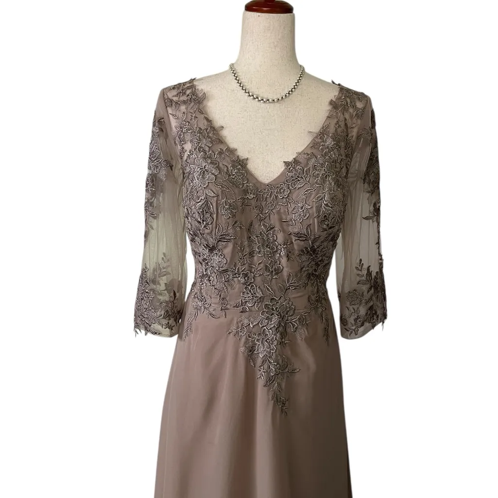 Chiffon Mother of the Bride Lace Applique Dress - Image 7