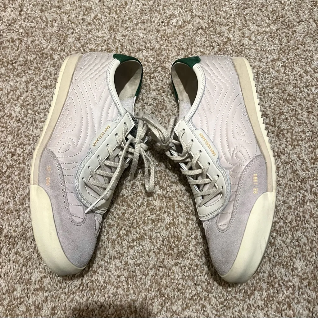 Sam Edelman Isabel Low Top Platform Sneakers Suede Green & Gray/Taupe Size 8.5 - Image 6