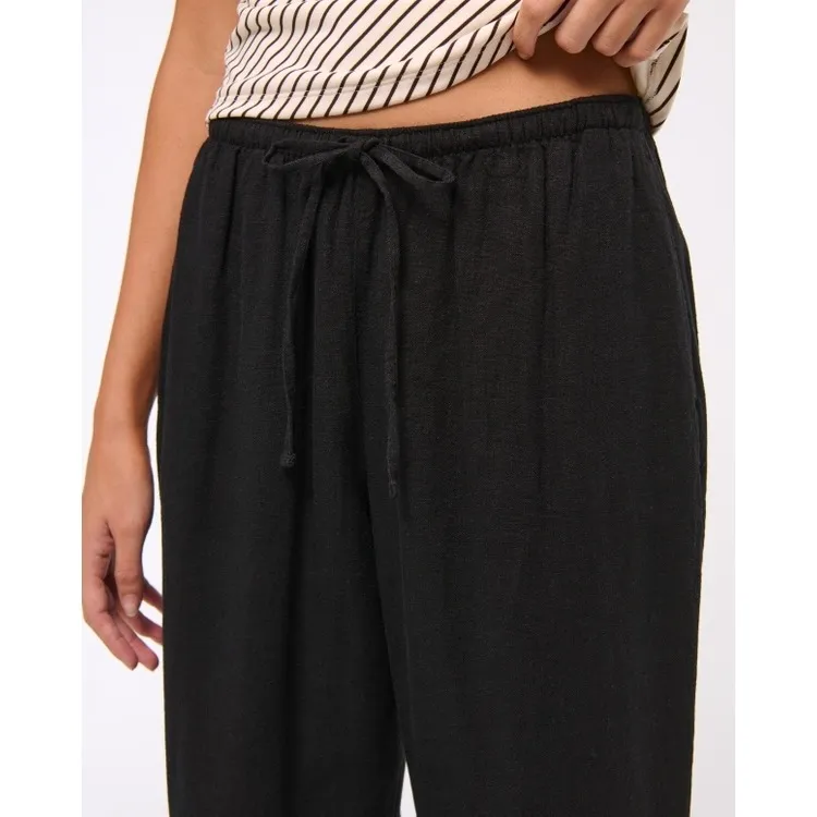 Abercrombie & fitch linen blend pull on pants black breezy wide leg women's XXSL - Image 3