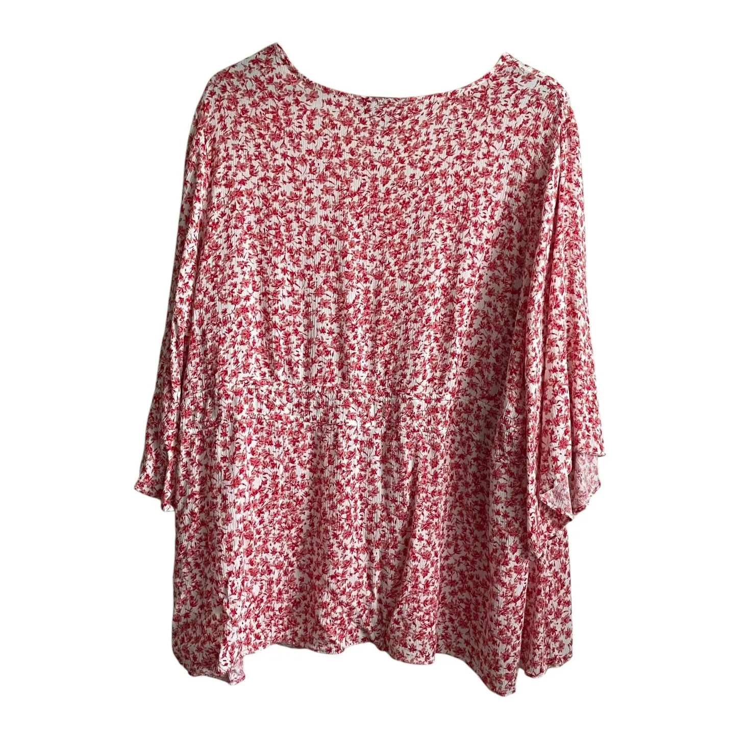 Lane Bryant Women Top 22 Coral Ditsy Floral‎ Babydoll Cottagecore Boho Fairy - Image 3