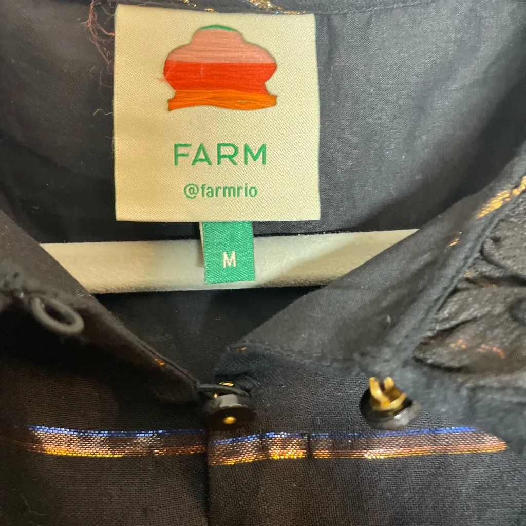 FARM Rio Black Sheer Blouse with Ruffle Details - Image 4